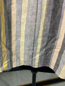 Striped Cotton Kurta with Embroidered Yoke
