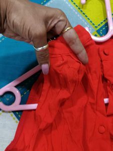 Vibrant Orange Button-Down Midi Dress