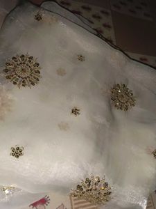Elegant White Sequined dress material