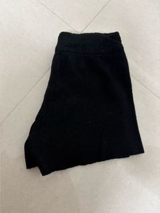 Black Ribbed Knit Shorts