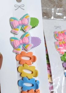 Cute Bow & Flower Hair Clips Set of 5