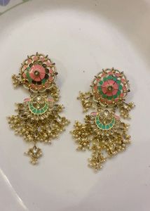 Exquisite Enamel &amp; Pearl Dangler Earrings