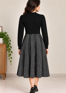 Chic Black &amp; White Midi Dress