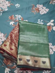 Elegant Green Brocade Saree