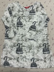 White printed kurtha