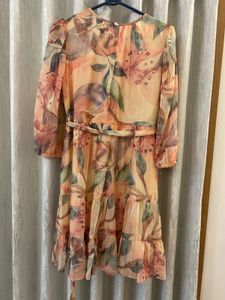 AND Peach Printed Knee Length Women Loose Fit