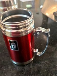 Red Metallic Travel Mug with Handle