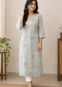 Floral Print Cotton Kurta