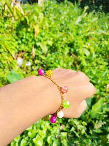 [Freeup shipping]Colorful Beaded Charm Bracelet
