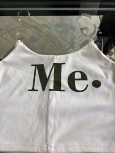 White Crop Top with "Me." Graphic