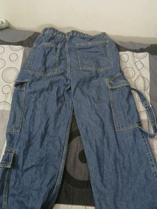 Blue Denim Cargo Pants