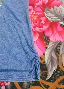 Blue R Graphic Ruched Tunic Top