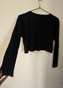 Black Button-Up Crop Top