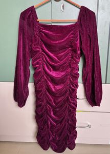 Dark pinkish Burgundy Velvet Mini Dress