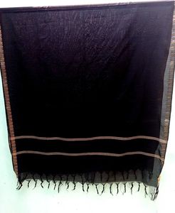Elegant Black Dupatta with Golden Border