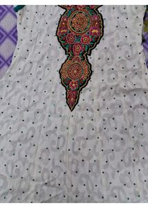 Elegant white kurta with Embroidered neckline