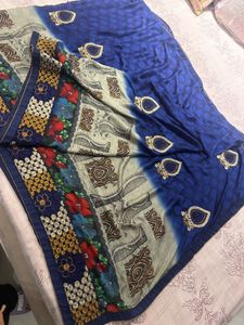 Exquisite Blue Polka Dot Saree