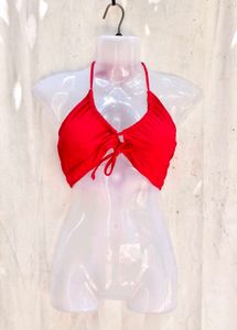 I. Vibrant Red Halterneck Bikini Top