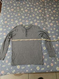Men's Striped Long Sleeve Henley Shirt