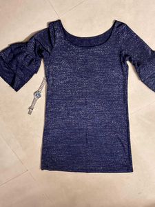 Sparkly  Blue Bell Sleeve Dress👗✨