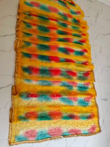 Vibrant Tie-Dye sarees with Golden Border
