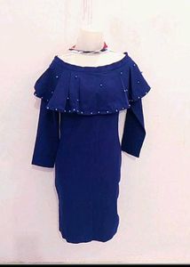 Chic Off-Shoulder Pearl Embellished Dress