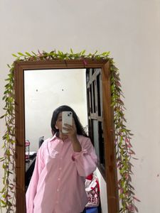 Pink Oversized Button-Up Shirt