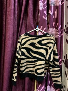 Zebra Print Pullover Sweater