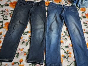 Men's Blue Black Denim Jeans - Set of 2