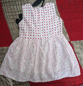 kids White &amp; Red Polka Dot Bow Party Dress