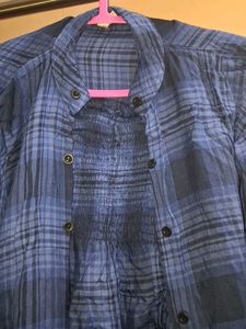Blue Plaid Distressed Shirt