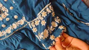 Embroidered Teal Kurti