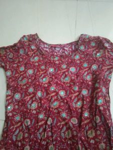 Maroon Printed Kurta
