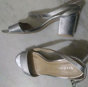 silver block heels