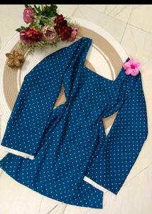 Blue Polka Dot Kurta