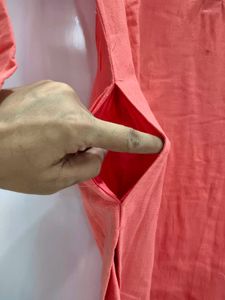 W peach Cotton Kurta