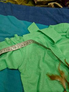 Green Long Sleeve Dress with Floral Applique