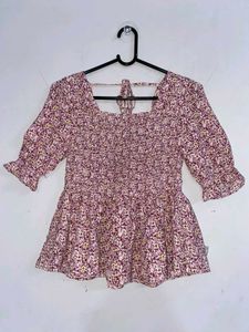 Floral Smocked Peasant Blouse