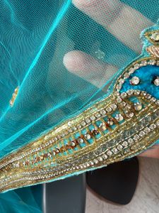 Designer Shaded Blue Net Saree