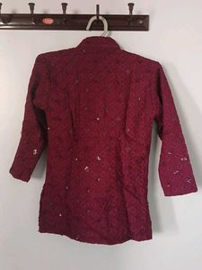 Maroon Sequined Kurta set