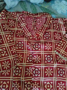 Red Gazi Silk Kurta Set