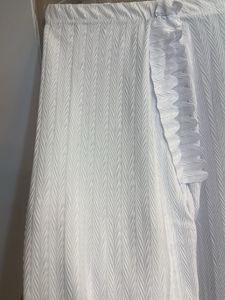 White Textured Casual Pants