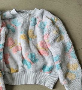 Fuzzy Butterfly Print sweat Set