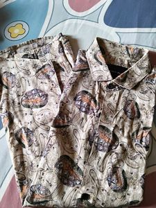 Stylish beige printed casual shirt.