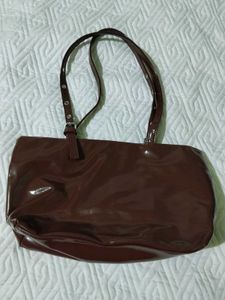 Chic Brown Patent Leather Tote Bag