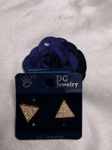 American Diamond Rose Gold Traingle Earrings