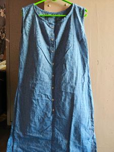 Blue Denim Sleeveless Kurti