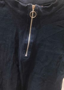 Navy Zip Neck Top(bodysuit)