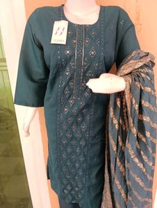 Beautiful Teal Kurta Set with Dupatta