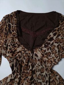 Y2K Leopard Print Flowy Blouse